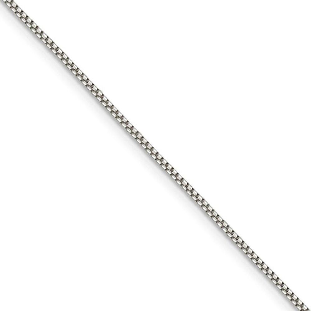 1.25mm Sterling Silver Solid Round Box Chain Necklace, 20 Inch